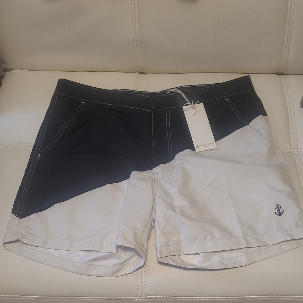 Retromarine Two-Tone Swim Shorts in Black and White